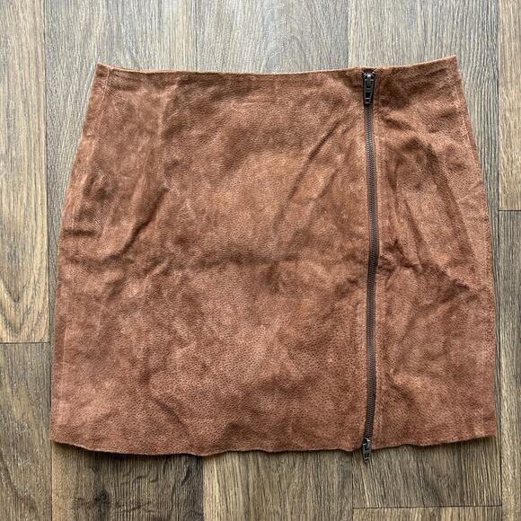 Blank NYC Brown Leather Zipper Mini Skirt Size 29 - Picture 3 of 11
